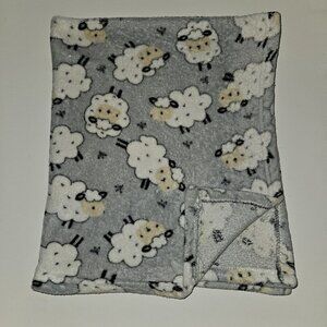 Parent's Choice Gray Fleece Baby Blanket White Sheep 30x36 READ